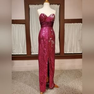 Fuchsia & Silver Sequin Gown